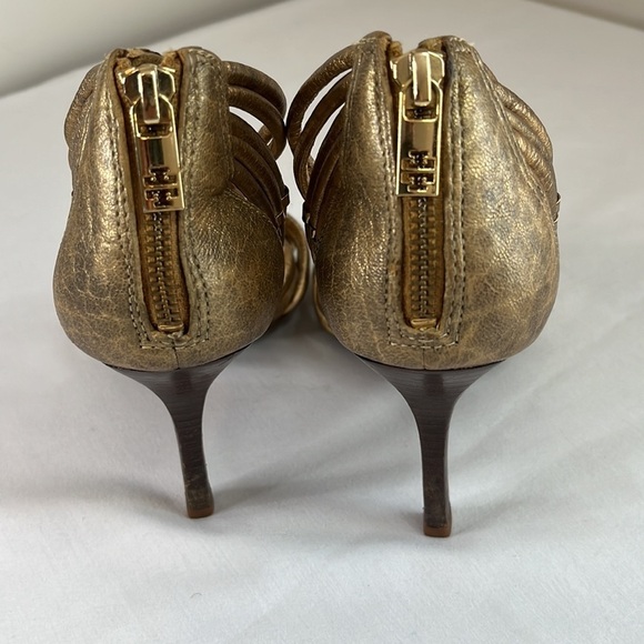 Tory Burch Constance gold braided T-strap high heels - Picture 4 of 15
